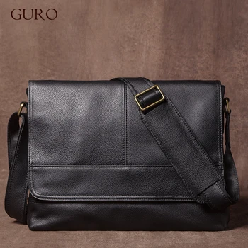 Luxury Design Genuine Leather Shoulder Bag Men's Business Briefcase Natural Cowhide Retro Crossbody Daily Commuter Messenger Bag