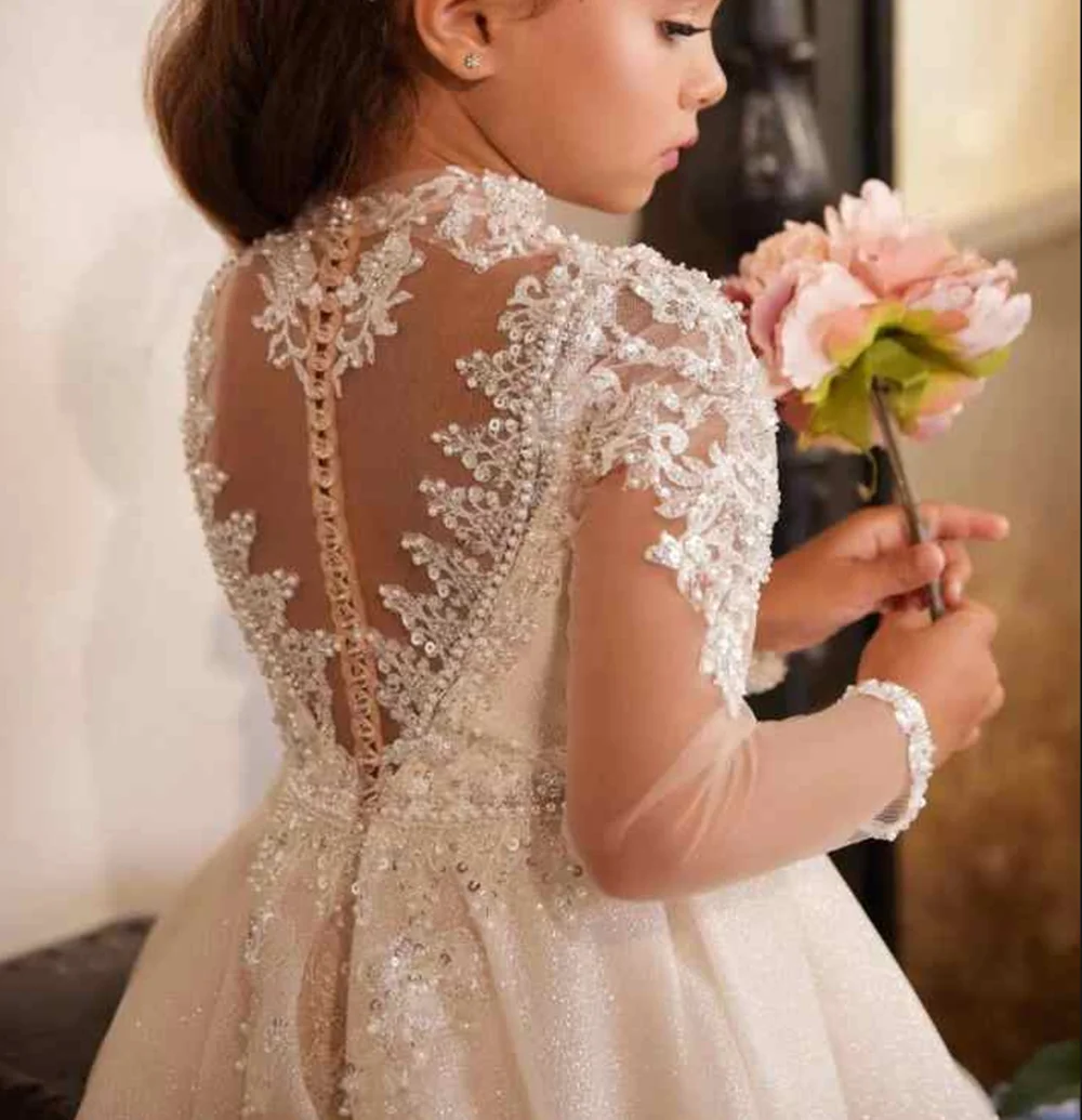 

Flower Girl Dresses For Weddings Tulle Appliques Ball Gown Toddler Pageant Gowns Birthday First Communion Dresses