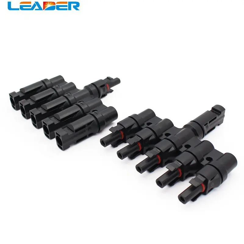 

LEADER SOLAR Hot Selling Waterproof 1/5Pairs Female and Male 5 To 1 PV T Branch Connector Solar Panel T-Branch Cable Connectors