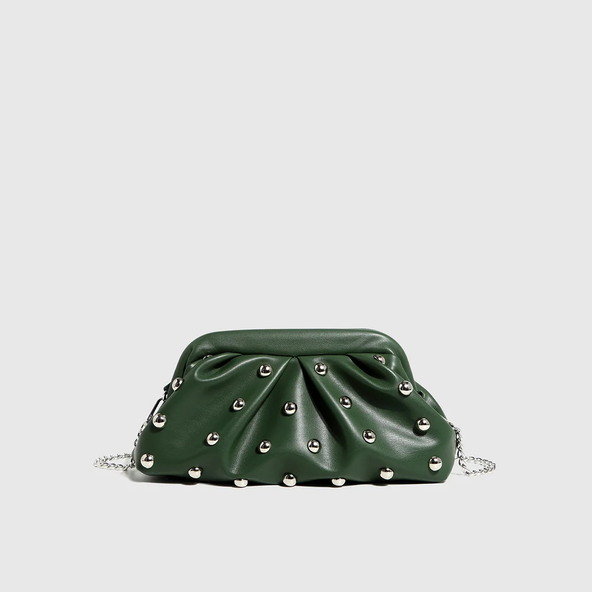 Women Black Shoulder Bag Casual Chic Vegan Leather Shoulder Bag Punk Ball Embellished Crossbody Purse Handbag with Long Strap