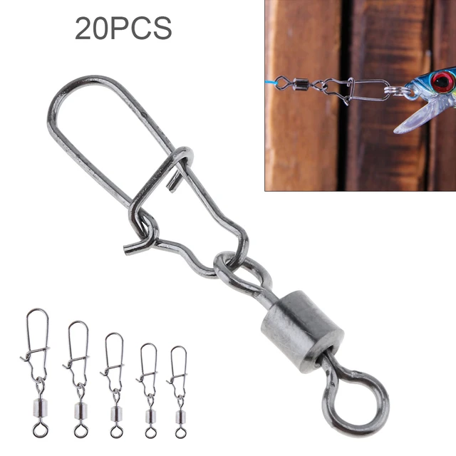 20pcs High Strength Change Rolling Barrel Swivels Fishing Tackle