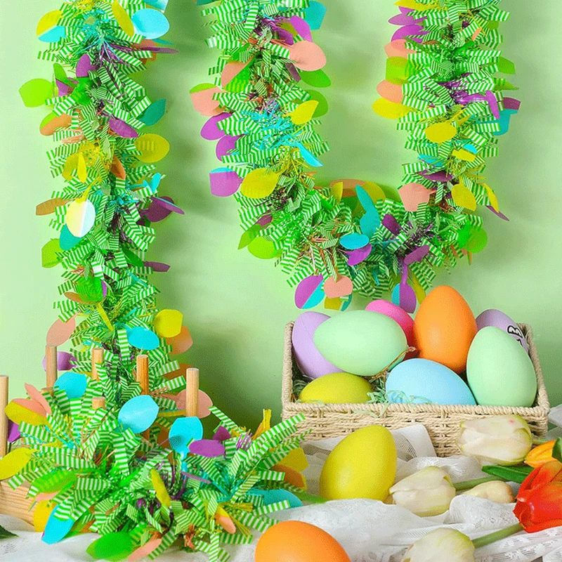 

2M Easter Day Artificial Rattans Wreath Garland Colorful Home Garden Party DIY Ornaments Wall Birthday Hanging Festival Supplies