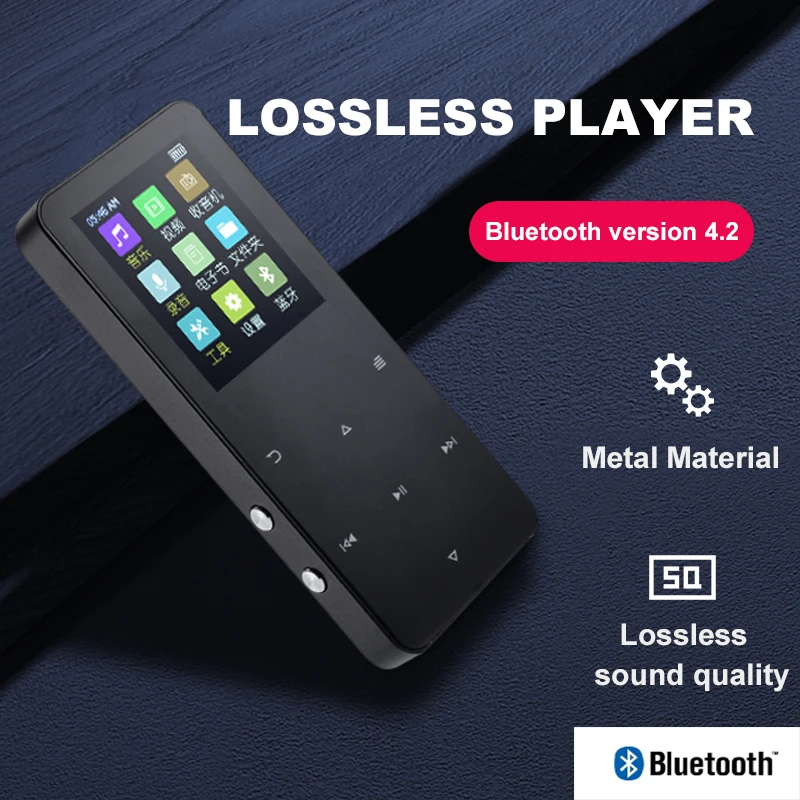 MP3 MP4 Player MP3 MP4 Music Player Metal Touch Walkman Player HiFi Bluetooth 5.0 Support Card Built-in Speaker E-Book With Alarm Clock