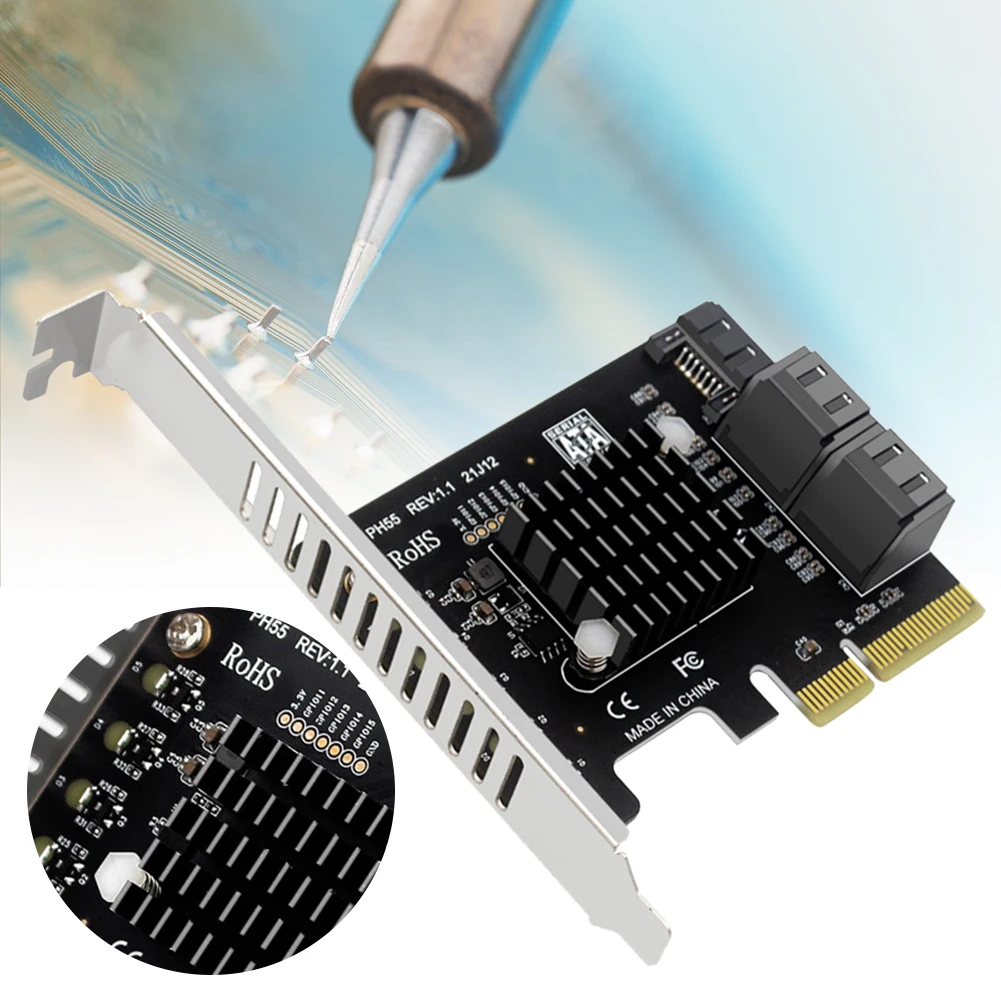 PCIe to 5 포트 확장 카드, Jmb585 칩, PCI-E to SATA 확장 카..