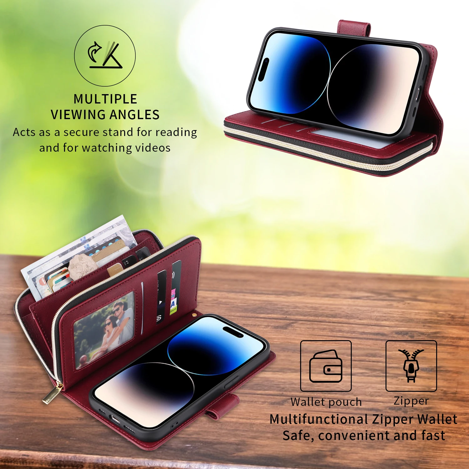 Zipper Wallet Phone Case - Stylish and Functional Protective Cover with Multiple Card Slots