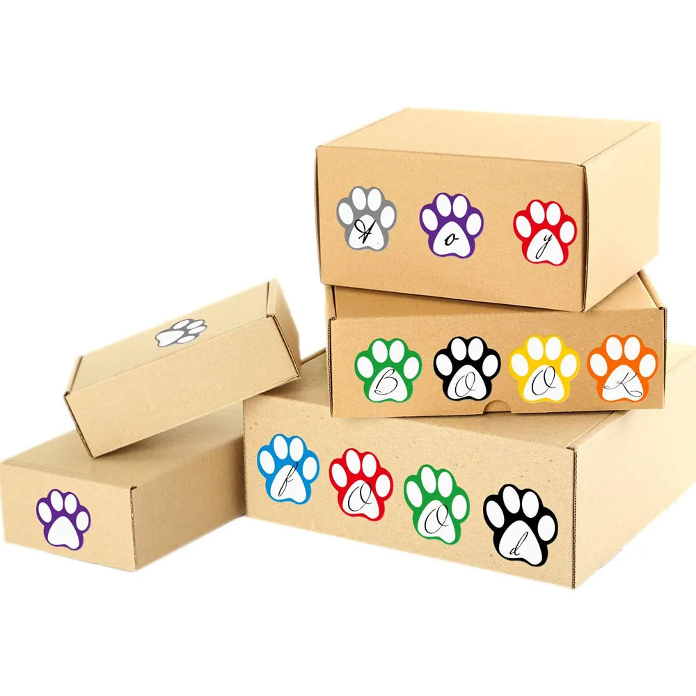 Paw Print Stickers Dog Cat Bear Paw Labels Laptop Reward Sticker Stationery For Student 50-500pcs 1inch