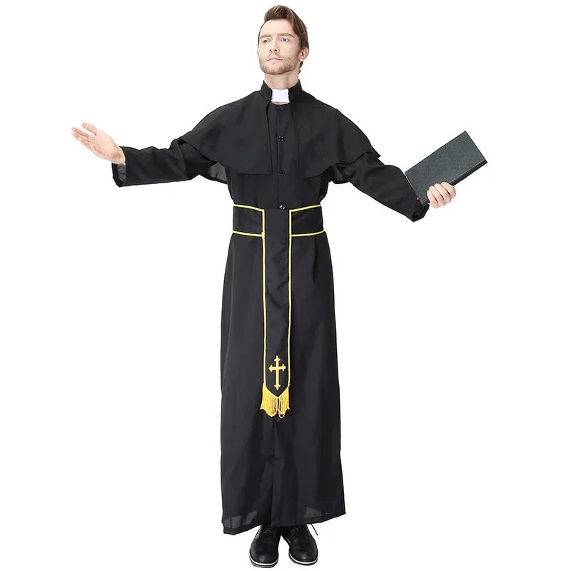 

Easter Purim Halloween Costume Adult Father Priest Costumes Christian Missionary Church Saints Cosplay Robe for Men
