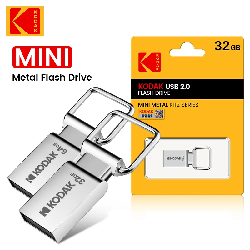 KODAK K112 Super Mini Metal USB Flash Drive 64GB 32GB 16GB USB2.0 Flash Disk pendrive Memory stick pen drive Car Key