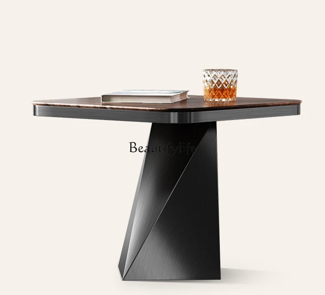 

Light Luxury Walnut Coffee Table Natural Marble Designer Side Table