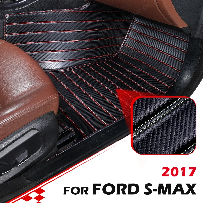 

Custom Carbon Fibre style Floor Mats For Ford S-MAX 2017 Foot Carpet Cover Automobile Interior Accessories
