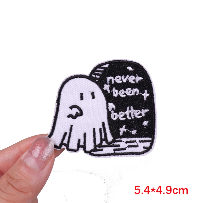 Punk Ghost Patch Finger Schädel Stickerei Patches Für Kleidung Thermoadhesive Patches Auf Kleidung Tier Katze Patch Für Kleidung – Detail 14
