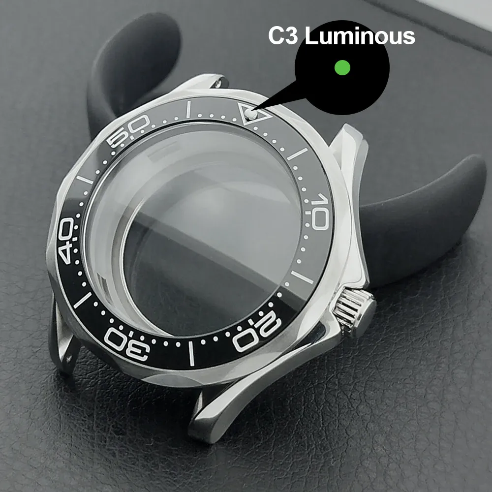 Men's 42mm Mechanical Watch Case with Luminous Dial and Assembled Parts