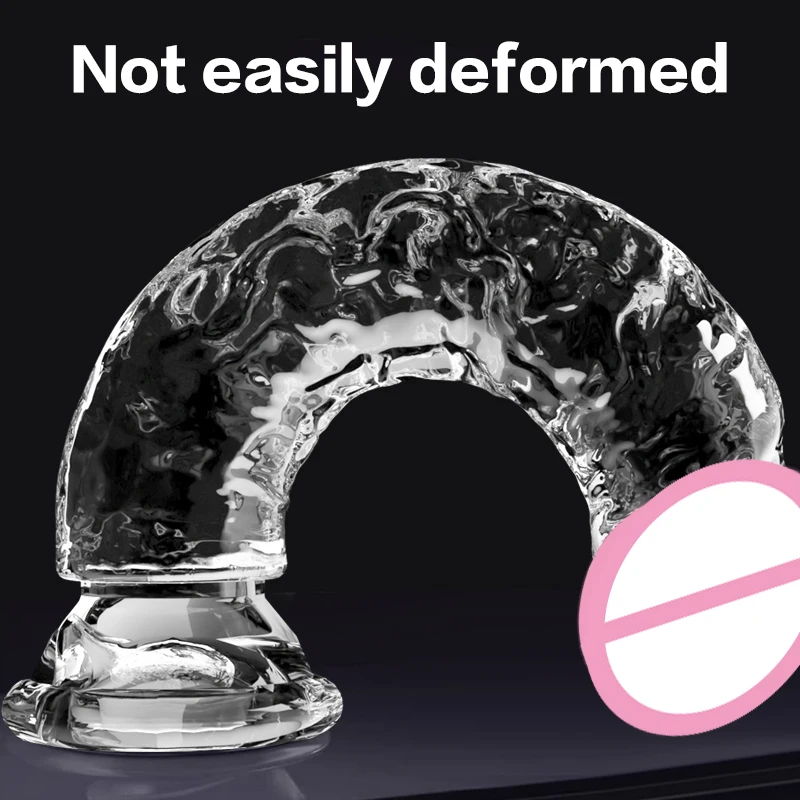 JIUAI Transparent penis clitoris soft jelly dildo with suction cup anal plug sex toy suitable for adult men and women sex toys