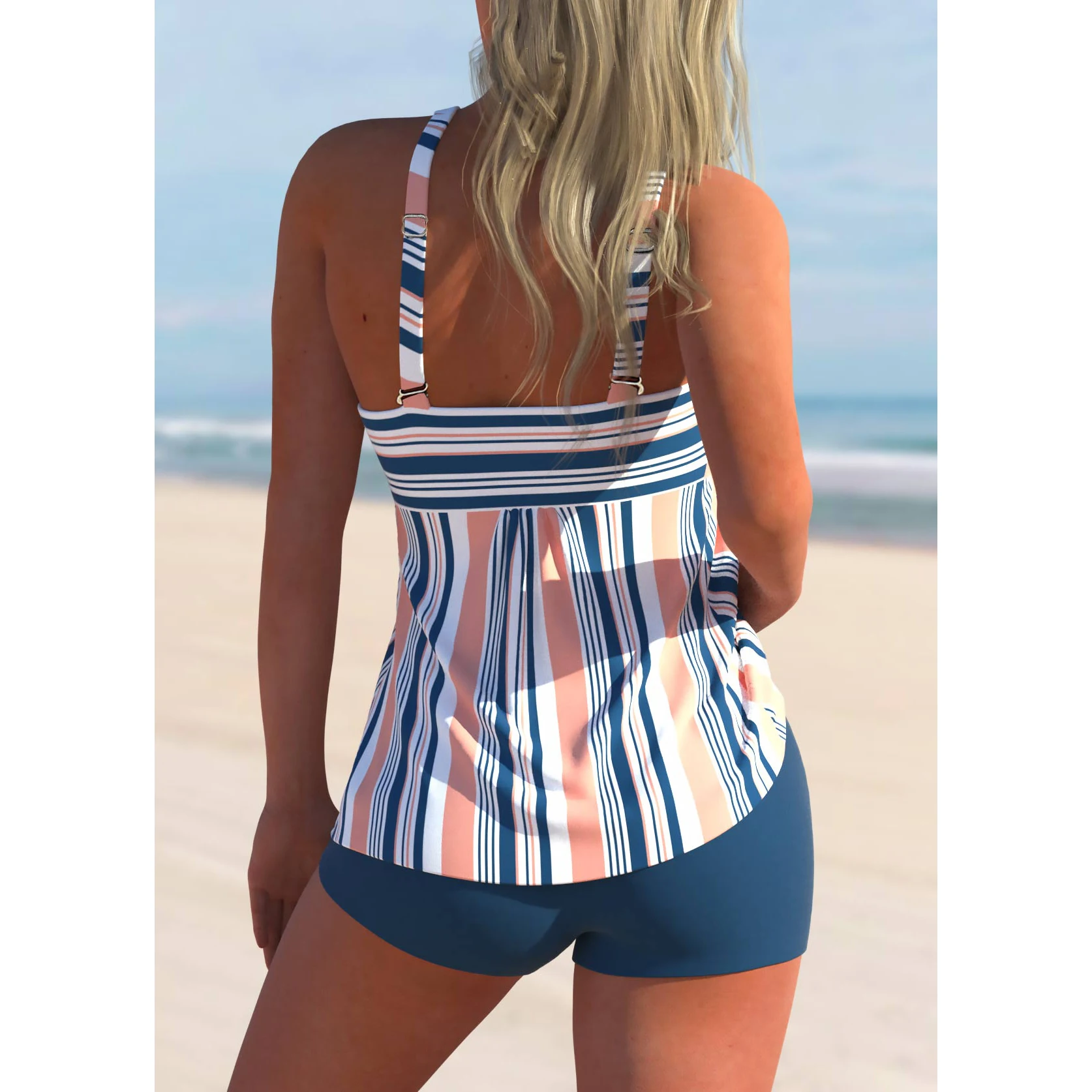 2023 New Summer Female Fashion Swimwear Women's High Waist Sexy Monokini Two Piece Tankini Swimwear Fashion Print Beachwear