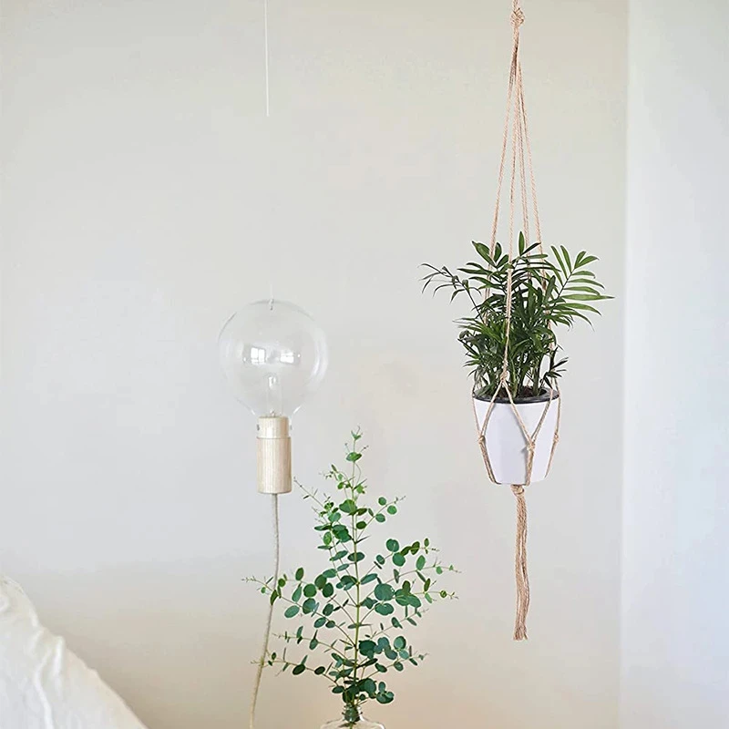 Macrame Hemp Rope Plant Hanger Basket for Home Garden Decoration