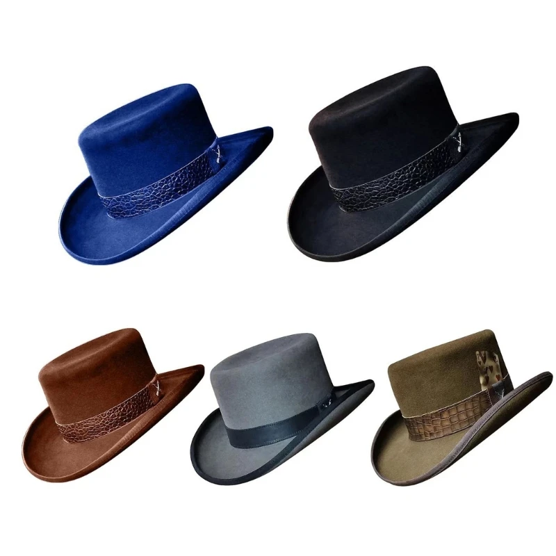 

Винтажная шляпа Федора, шерстяная ковбойская шляпа с короткими полями в стиле вестерн, универсальный цилиндр в стиле трилби для