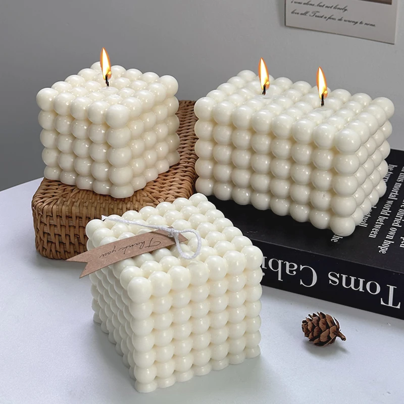 3D Bubble Candle Silicone Mold DIY Handmade Rubik's Cube Aromatherapy Wax Mold Plaster Soap Tool Epoxy Mold Home Decoration