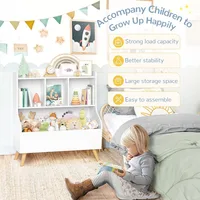 Kids Bookshelf and Toy Storage, 3-Tier Wooden Open Bookcase, Baby Book and Toy Storage Display Organizer with Spacious Top Shelf 2