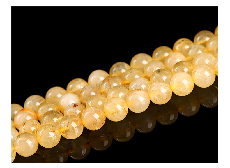 Naturstein, starker Gold-Rutilquarz, rund, lose Distanzperle, 4, 6, 8, 10 mm, für Schmuckherstellung, DIY-Halskette, Armband, Zubehör – Detail 10