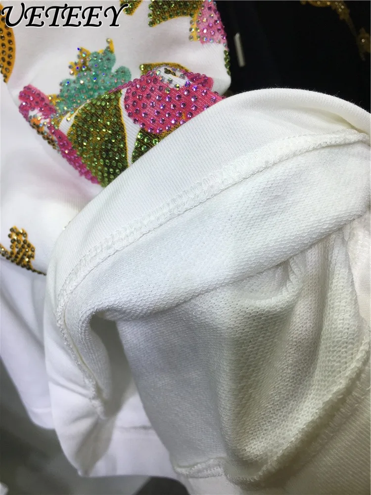 Oversize Plump Girls Heavy Embroidery Hot Drilling Shorts Women's High Waist All-Matching Elastic Waistband Wide Leg Short Pants
