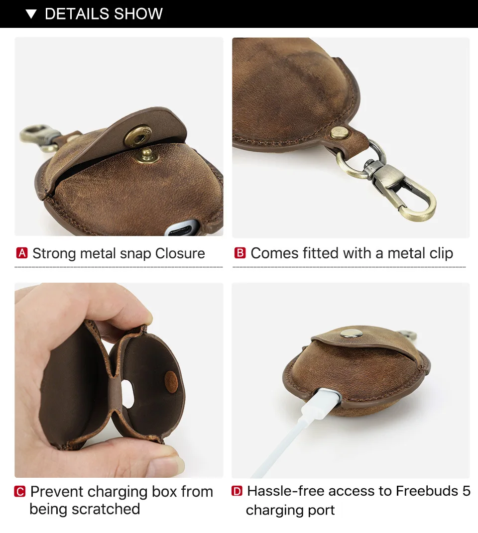 Genuine Leather Bluetooth Earphone Case For FreeBuds 5 Charging Wireless Headphones Cases Cover Protective