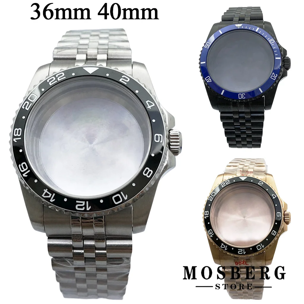 

36mm 40mm Watch Case With Strap Sapphire Glass For NH35 NH36 ETA2836 Miyota8215 8205 821A DG2813 ETA2824 PT5000 ST2130 Movement