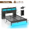 Bed Frame Full Size with Storage Headboard, Slide Out Bedside Storage, Beds with Charging Station & LED Lights, Full Bed Frame 3