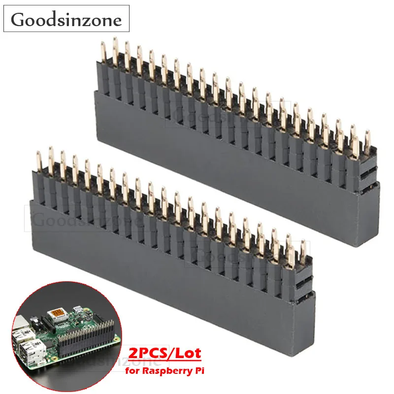 رؤوس التراص GPIO طويلة جدًا 2 × 20 دبوسًا لـ Raspberry Pi 5/4B/A+/B+/2/3 - 0.1 بوصة 2.54 مم (عبوة من قطعتين)