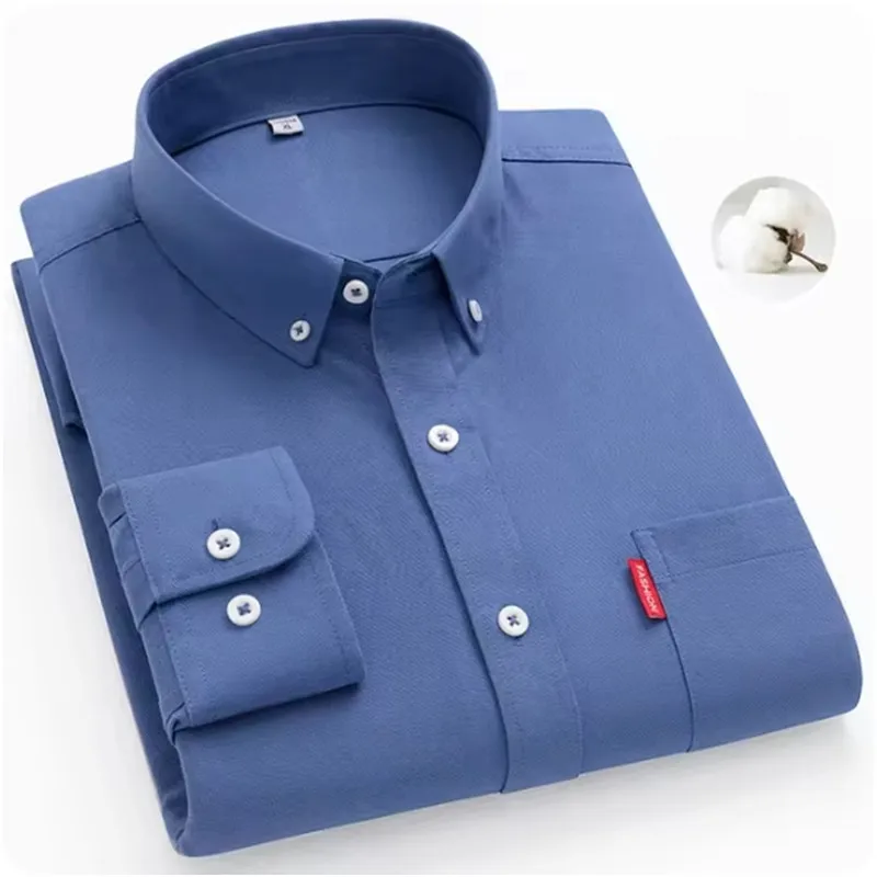 Front photo of folded dark blue Business MVP Button-Down