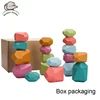 Wooden Rainbow Stones Building Blocks Colorful Wood Toy Block Stacker Balancing Games Montessori Educational Toys for Children 1