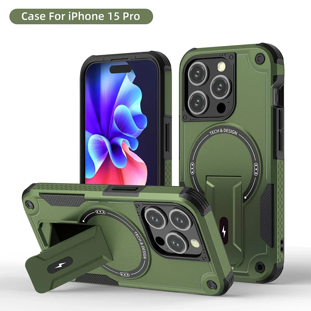 Magnetic Stand Invisible Phone Case with Wireless Charging and Anti-Fall Protection