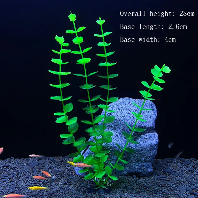 Vibrant Underwater Landscape Decoration - Green & Purple Aquatic Plants and Flowers