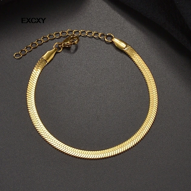 94992-131845.jpg Bracelet minimaliste à chevrons couleur or, chaîne serpent plate, empilable délicat pour femmes, bijoux faits à la main, cadeaux, vente en gros