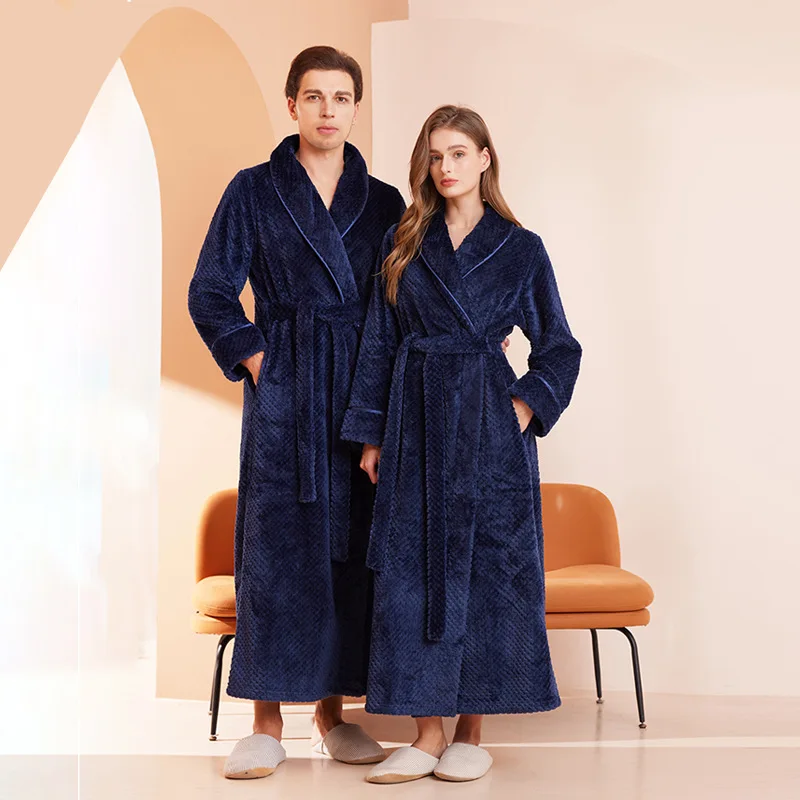 Winter Warm Women Robes Coral Fleece Sleepwear Female Kimono Solid Color Nightdress Dressing Gown Lounge Wear Hotel Bathrobes