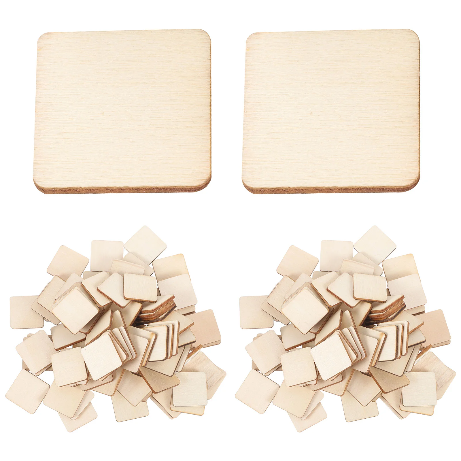 

300pcs Unfinished Wood Pieces Square Wood Slices Small Blank Wood Embellishment Cutouts for DIY Craft Coasters Painting Wedding