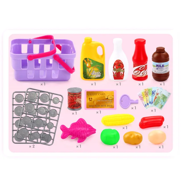 Pretend Play House Toy Children's Simulation Supermarket Cash Register Upgraded Version With Electronic Scale Kid Game Toys 5