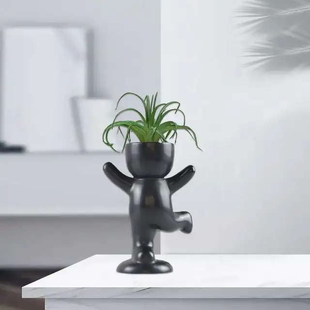 Kerámia Növényi Edény Kerti Pot Mini Aranyos Emberi Alakú Zamatos Ültetvény Tartály Otthoni Asztali Dekoráció - Image 3