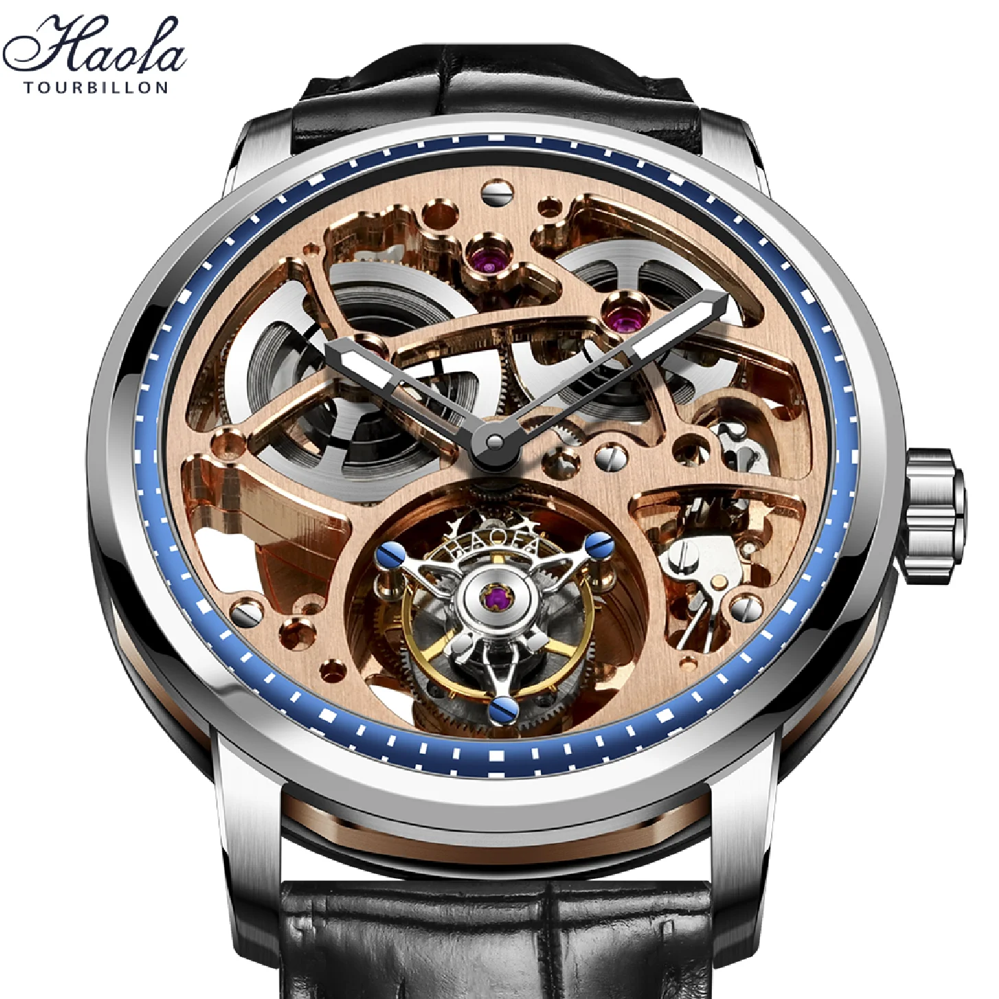 

HAOFA Luxury Automatic Tourbillon Wrist Watch For Men Mechanical Skeleton Movement Double Spring Watches Mens 2023 Tourbillon