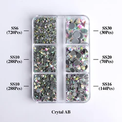 Enhanced Sparkling Glass Hotfix Rhinestones Set - Flat Back Glitter Crystals for Garment Embellishment (Crystal AB)