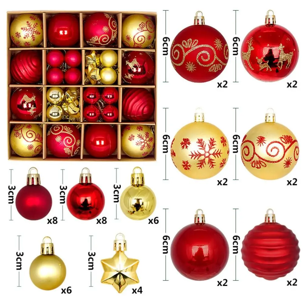thumbnail image 1 of 44 bolas navideñas de plástico, irrompibles, reutilizables, con lazo para colgar, de 3 a 6 cm, para decoración de árboles de Navidad, 1 of 5