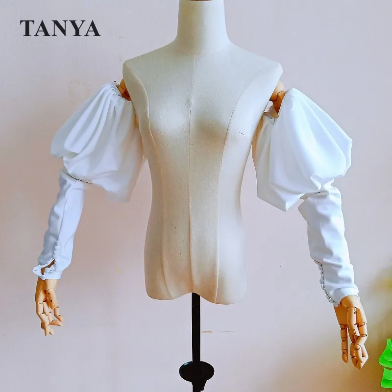 

Romantic White Satin Long Detachable Sleeves For Wedding Elegant Removeable Fashion Wedding Party Gloves Bridal Accessories