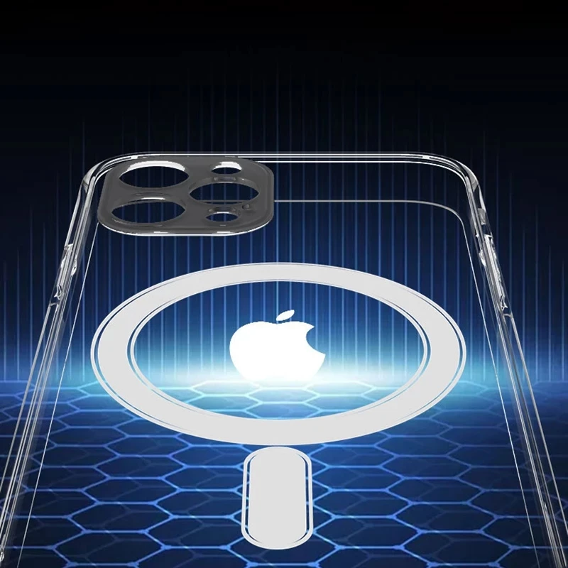 Crystal Clear Glossy Hard Acrylic Magnetic Phone Case with Wireless Charging Capability