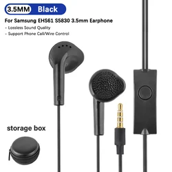 Premium Wired In - Ear Headphones with Microphone - 3.5mm Audio Jack (Black With Box)