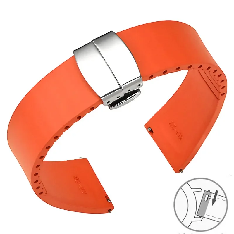Premium Fluoro Rubber Quick Release Watch Band with Universal Butterfly Buckle