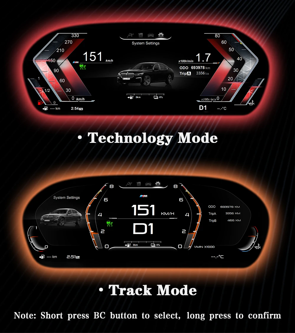 AUTOTOP 12,3 "1920*720P LCD Digital Dash Aftermarket Digital Gauge Cluster Für X3 F25/X4 F26 X5 F15/X6 F16 NBT EVO Ohne HUD – Detail 12