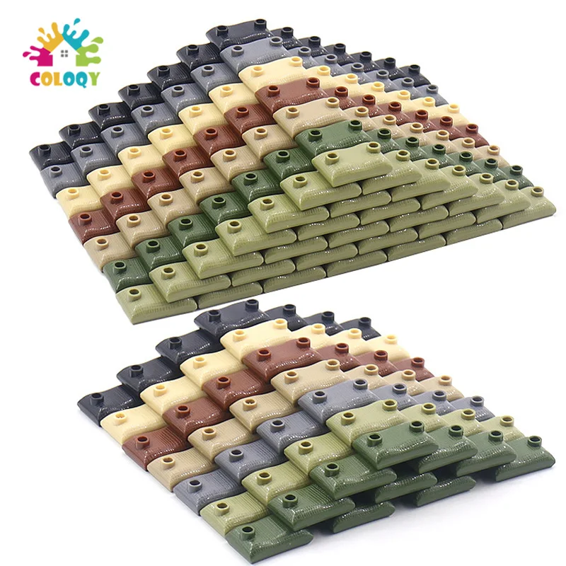 

Kids Toys 20pcs/set WW2 Sandbags Building Blocks Green Yellow Military Army Accessories Bricks Toys For Kids Christmas Gifts