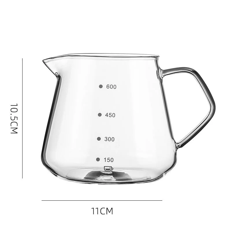 1개 300ml/600ml 푸어오버 커피메이커 세트 유리 카라페 커피 유리 커피필터 포함 드립 커피메이커 세트 가정용/상업용/바용