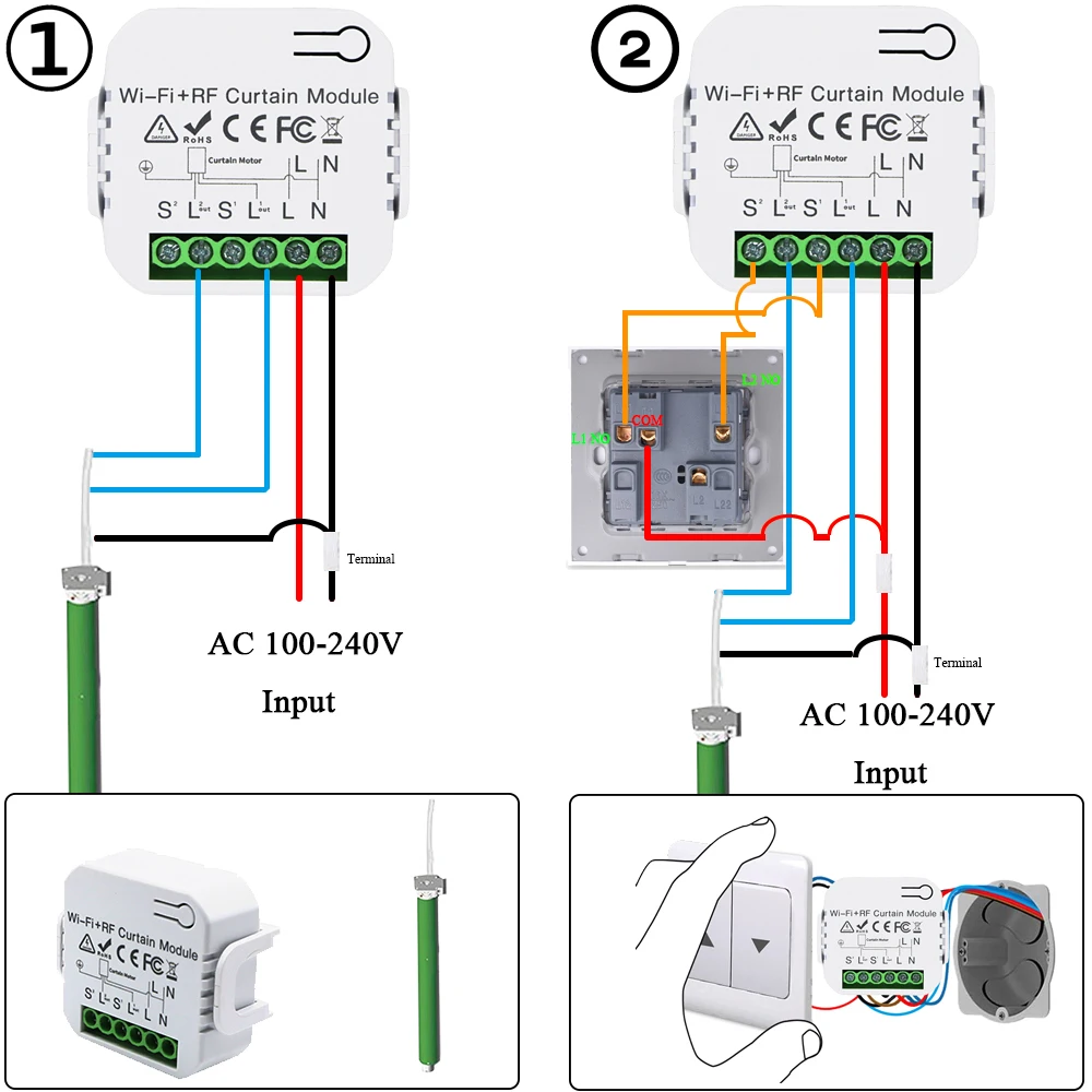 Interruptor inteligente persiana Tuya WiFi y RF,módulo de interruptor de  Motor de cortina de persiana enrollable inteligente para el hogar,Control  remoto inalámbrico,Temporización, trabajo con Alexa/Google 110V 220V