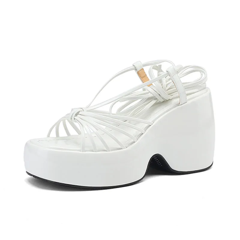 

Arden Furtado 2023 Summer Women's Square toe Open toe Fasciola Waterproof platform Foot ring strap Wedge Elegant Fashion sandals