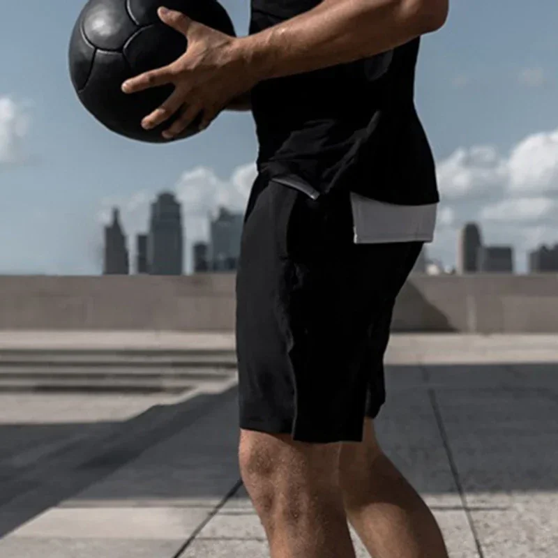 

Новинка 2024, мужские летние спортивные свободные шорты для фитнеса и бега, однотонные штаны, мужские брюки, одежда